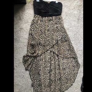 Strapless high low style cheetah print dress